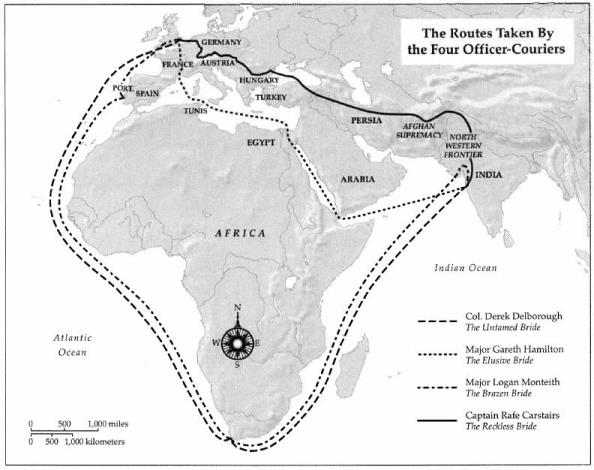 Map A: Routes of the 4 couriers, India to England